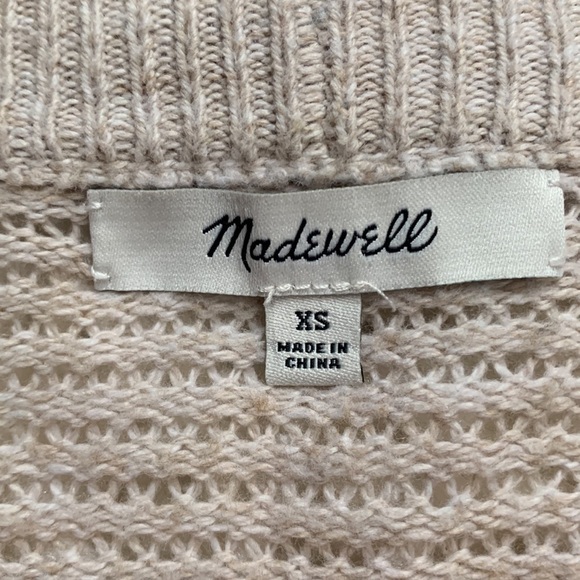 MADEWELL Seabank tan beige crochet Cardigan open drapey Sweater - Picture 6 of 8